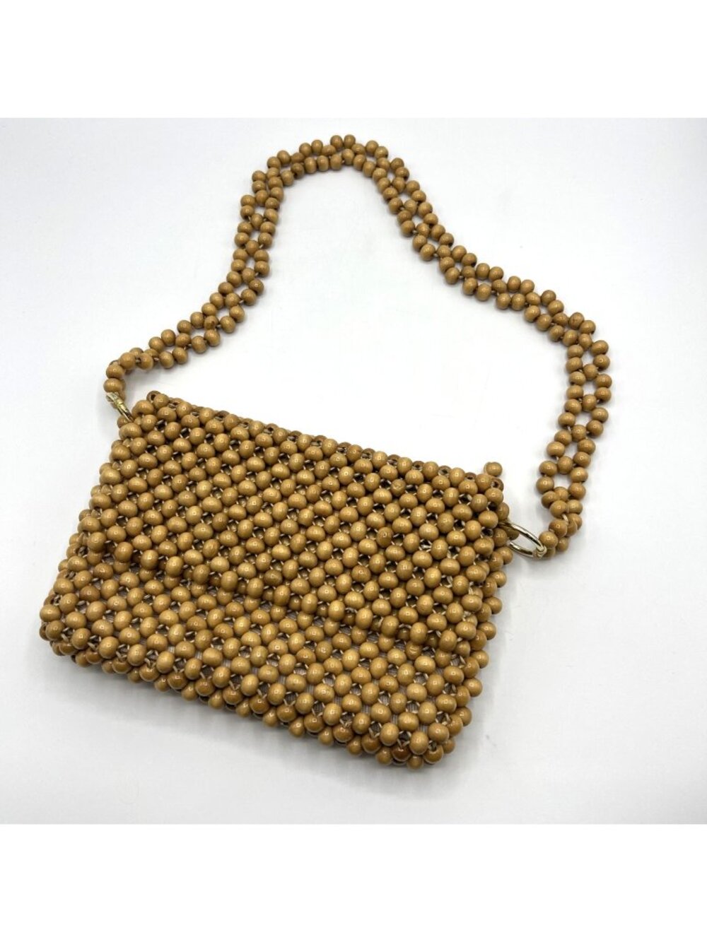 Vintage Beaded Purse ADG Fashion Imports Wood Beads Shoulder Bag Japan